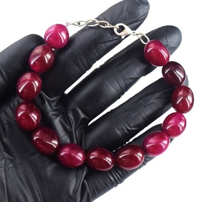 Tolles massives wunderbares Armband 191,00 kt roter Rubin beste Perlen RK 21 E797