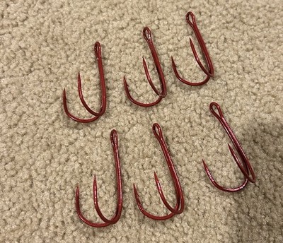 6 OWNER Double Frog Hook 5/0 - 2X-Strong Shank Urchin Coike Fullcast RED 25MM