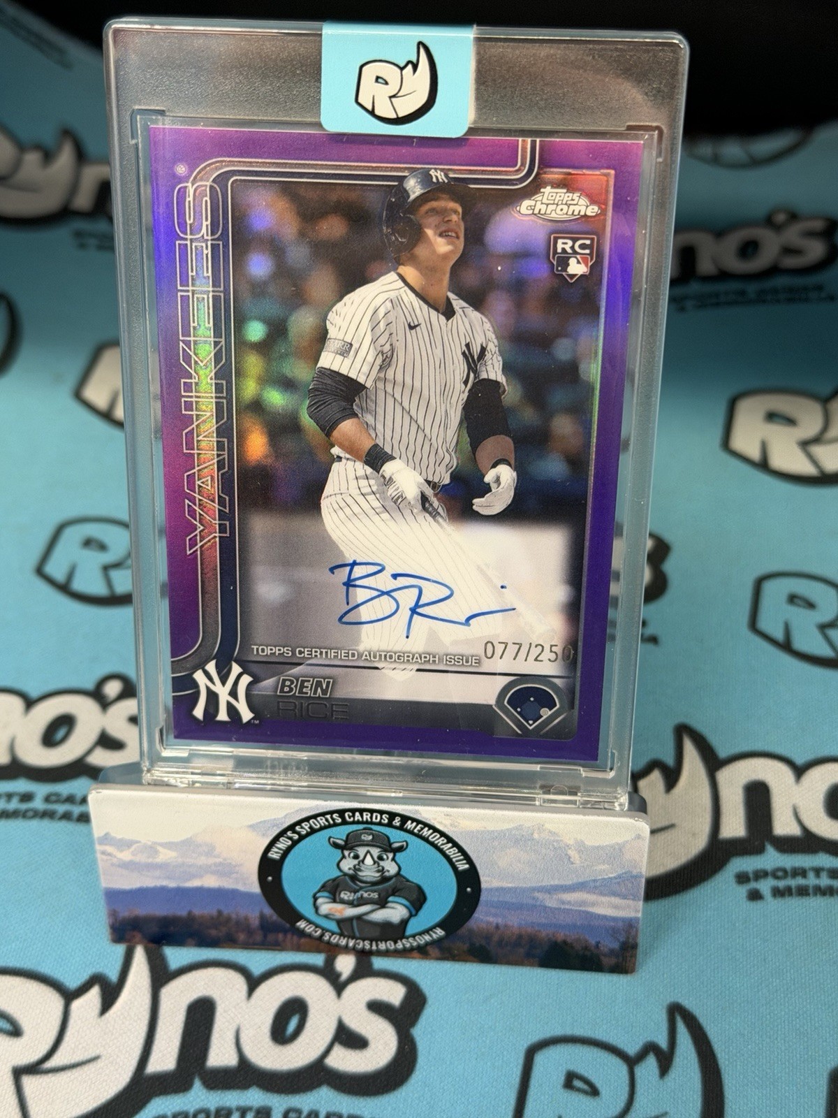 2025 Topps Chrome - Rookie Autographs Ben Rice #RA-BR Purple Refractor /250 (AU,