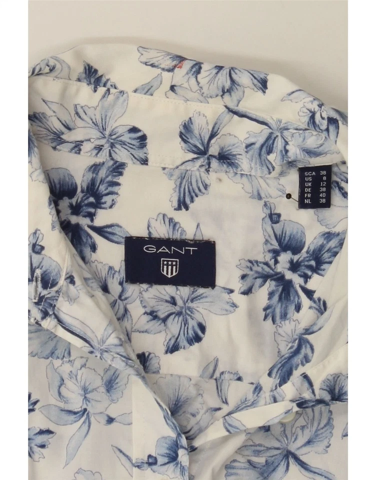 Camisa para mujer GANT UK 12 mediana blanca floral algodón AB04 Foto 4 de 4
