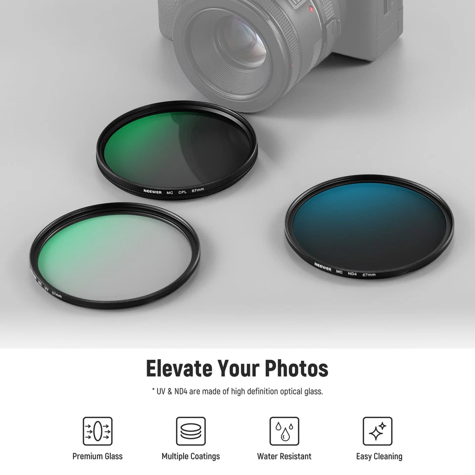 NEEWER NW SERIES AD 67mm UV/CPL/ND4 Filter Kit w/Hard Case - Image 2 of 4