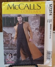 7374 McCalls SEWING Pattern UNCUT Men 38-44 fitted lined long coat steampunk