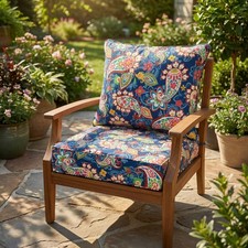 Outdoor Cushion Set Rattan Patio Garden Furniture Sofa Armchair Floral Washable