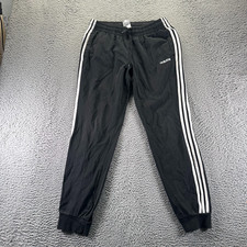 Adidas Pant Boys L Black Track Tapered Leg Striped Running Athletic Performance