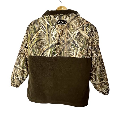 Drake Waterfowl Jacket Camo Realtree Oak Youth Size 12 Brown Fleece Quarter Zip - Picture 5 of 8