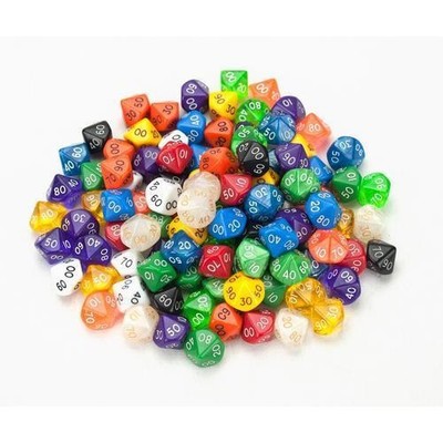 100+ Mixed Random D10/00 Bulk Lot of NEW Wiz Dice DND Polyhedral Gaming Dice +?