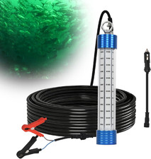 4000LM Green Underwater Fishing Light, 50W 12V LED Power Clamp/Cigarette Lighter