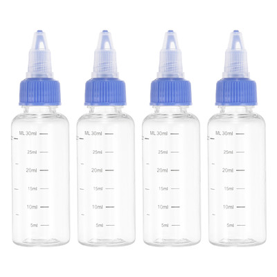 30 ml/1 OZ Squeeze Bottles with Twist Cap,  4 Pcs Dispensing Bottle, Transparent