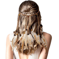 Feather Headband Hippie Headband for Women Hippie Accessories Indian Hair Access