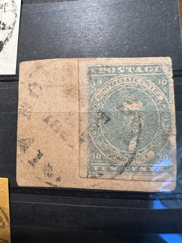 Sello usado de Estados Confederados #2 en pieza.    Mobile Alabama Cancelar Foto 4 de 4