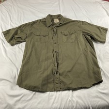 Men's Red Head Green Short Sleeve Button Down Shirt Size XL