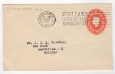 1951 Aug 13th. Postal Stationary Envelope. Christchurch to Amsterdam, Holland.