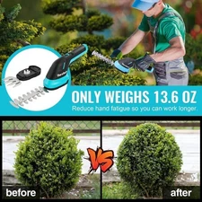 DURATECH 3.6V 2-in-1 Handheld Rechargeable Grass Trimmer & Hedge Shears for Yard