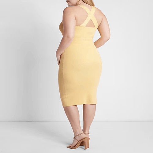 Express Body Contour Cross Back V Wire Pale Yello… - image 11