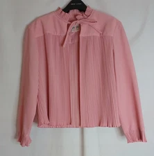 DAVISELLA Ladies vintage pink pleated tie jacket size 16 (A1157)