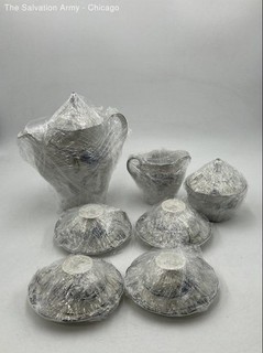 Decorative Tableware Cup Plate Creamer And Sugar Bowl Teapot Set Lot Of 4