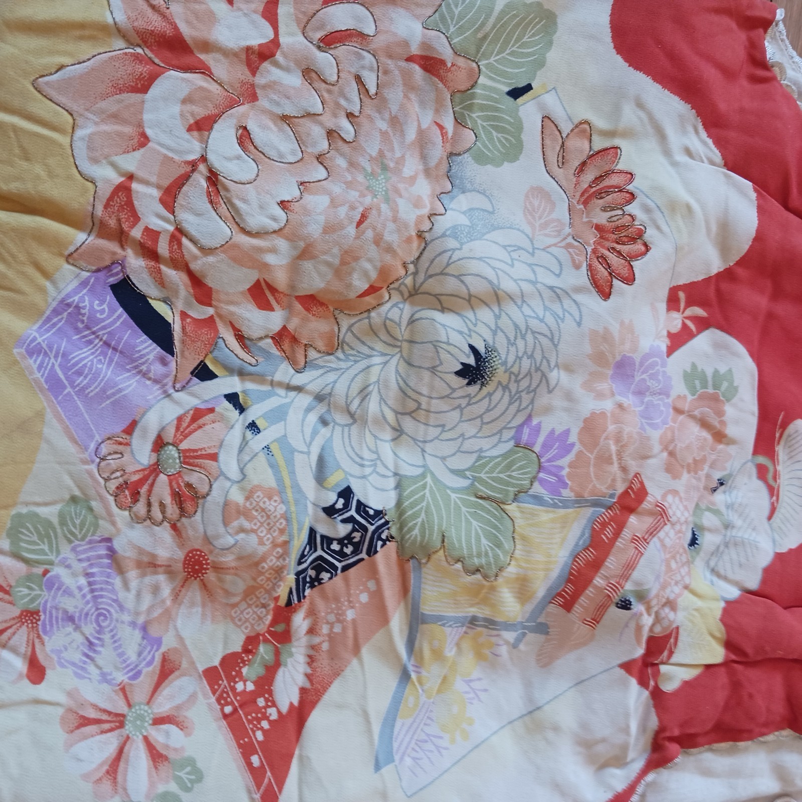 Vintage Child's Japanese Quilted Vest Floral Print Tie Front Old