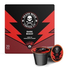 Death Wish Coffee, Single Serve Pods Dark Roast Coffee Pods Made with USDA ...