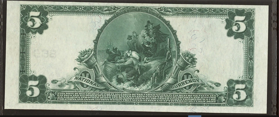 1902 $5 Plain Back Fr.598 The Merchants NB Indianapolis IN Low CH#869 PMG UNC 63 - Image 4 of 4