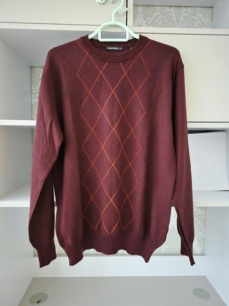 Men E. Marinella Sweater Burgundy Wool 40 /L / 48