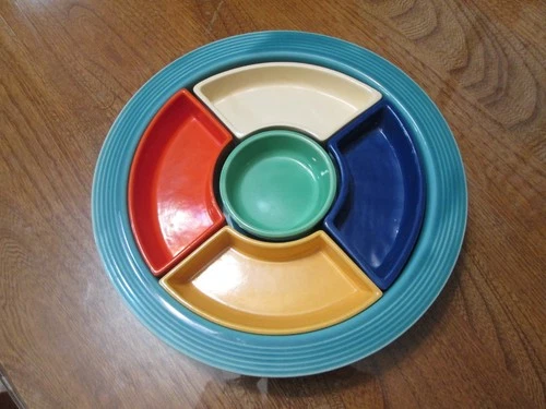 1930’s  Fiestaware original turquois RELISH TRAY 6 colors Fiesta Homer Laughlin