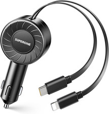 SUPERONE Retractable Car Charger, Small Iphone Car Charger Fast Charging, Car Ph