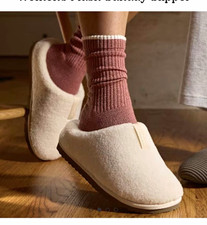 Bombas Women s Plush Sunday Slipper Beige Faux Fur Slip-On Rubber Sole sz 9