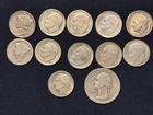 Lot of 12 90% silver Coins 9 Eisenhower dimes 2-Mercury and 1 Quarter 1920-1964