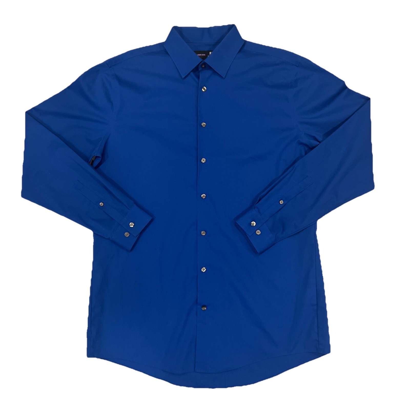 JF Dress Shirt Men’s Wrinkle Free Super Slim Blue Size L 16-16 1/2 34/35