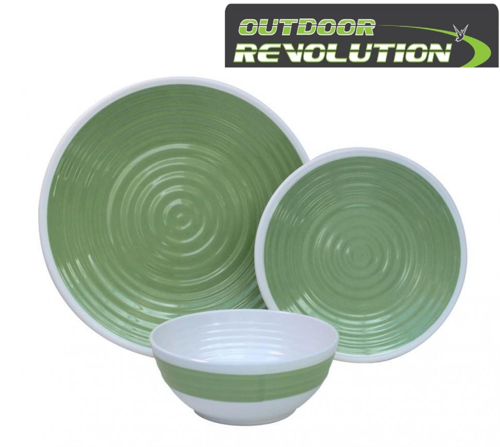 Outdoor Revolution 12 piece Lime Melamine Picnic Tableware Set Caravan