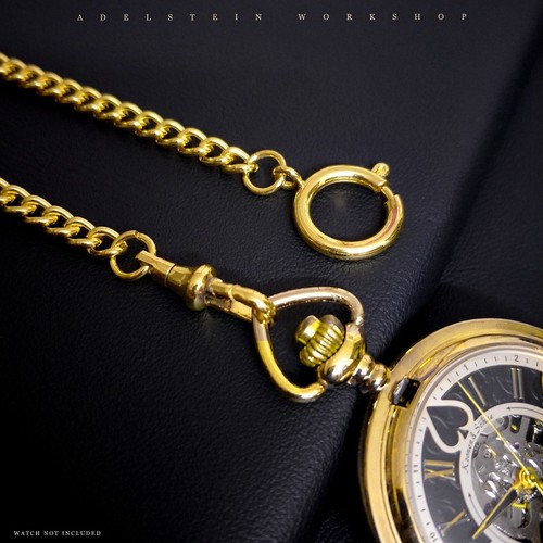 Men's Gold Waldemar Pocket Watch Chain & Swivel FOB008 - Picture 4 of 10