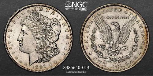 1891-O  $1 MORGAN SILVER DOLLAR NGC UNC DETAILS "CLEANED" #8385640-014