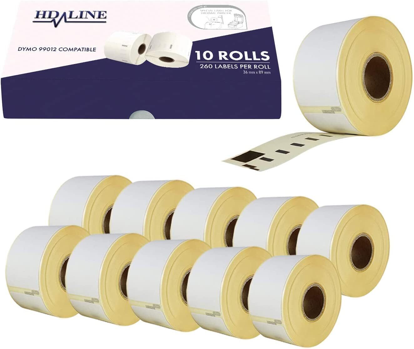 hd-line Etichette Dymo per Labelwriter 99012 - Confezione da 10 rotoli di eti...