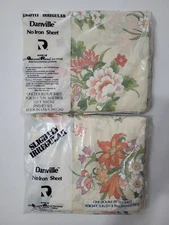 Vintage Danville Double Sheets 1 Flat & 1 Fitted Slightly Irregular Floral NOS 