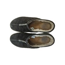 black Ugg women's slip on leather  sheep fur shoes- excellent condition