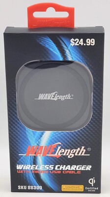 Wave Length Wireless Charger w/ Micro USB Cable - Qi Certified Device Compatible