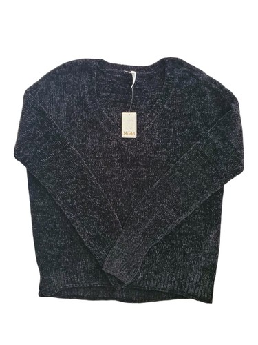Mudd Black Shiny Chenille Soft Sweater 