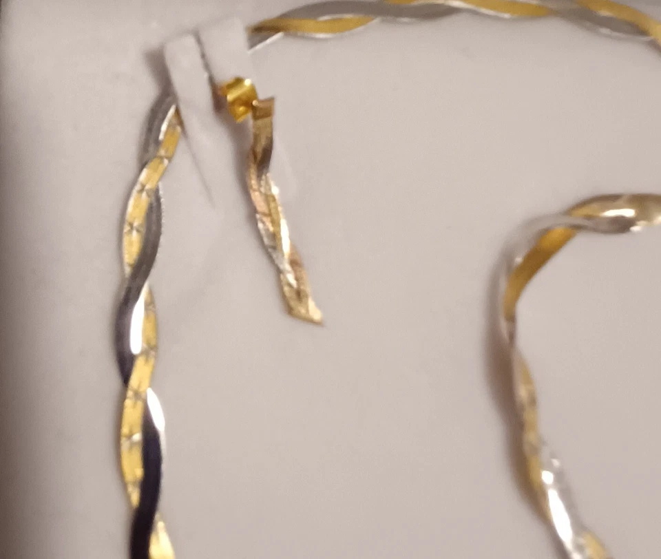 9ct Trigold Necklace Bracelet & Earrings Set Vintage Italian Set Pristine Gift - Image 4 of 4