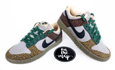Nike Dunk Low Safari Golden Moss Cacao Wow Brown UK 5 6 7 8