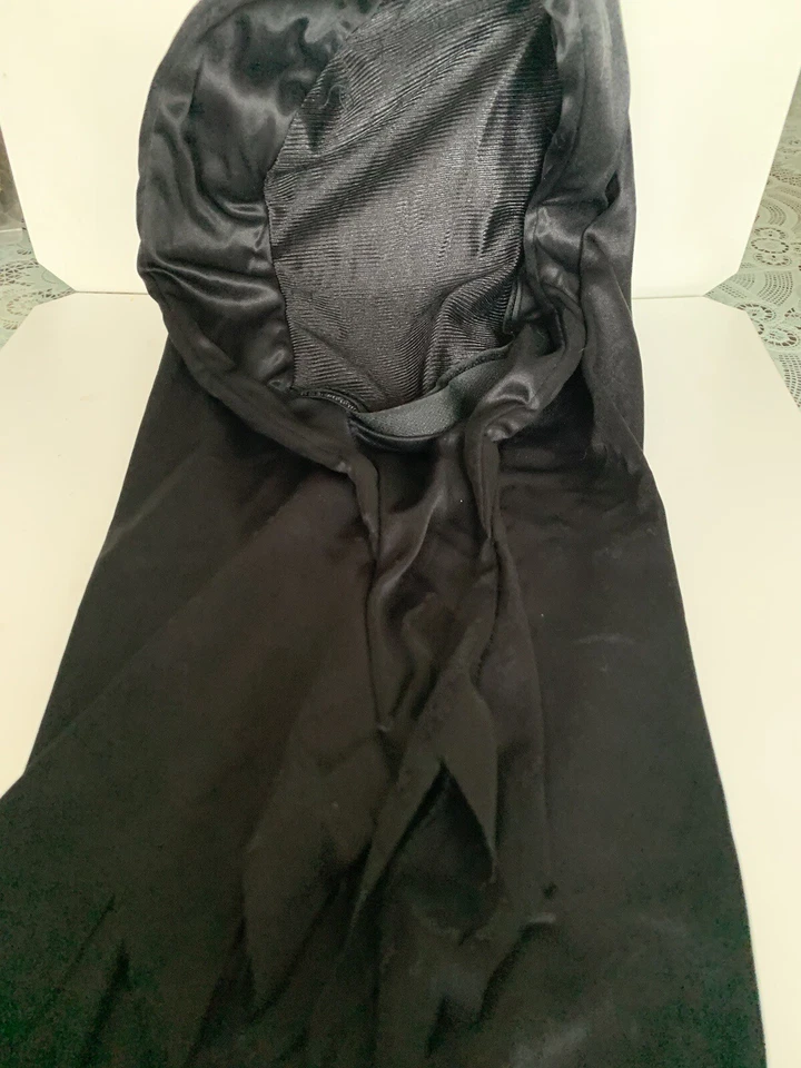 Máscara facial oculta negra para adultos con capucha ~ DISFRAZ DE MIEDO DE HALLOWEEN MÁSCARA DE MALLA INVISIBLE Foto 3 de 4