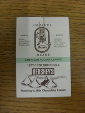 1977/1978 Fixture Card: Ice Hockey - Hershey Bears (fold out style). Any faults