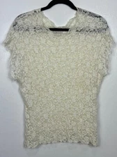 LINDA LUNDSTRÖM Y2K Lace Stretch Floral Top In Ivory Size M