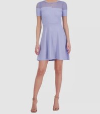 Vince Camuto Women's Purple Jewel-Neck Ribbed Fit & Flare Dress Size XXL