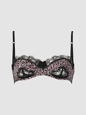  295 Kiki De Montparnasse Women's Pink Leopard Lace Balconette Bra Size 32D