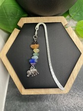 3  Handmade Silver-tone Metal Hook Bookmark With Stones  Elephant Charm 269