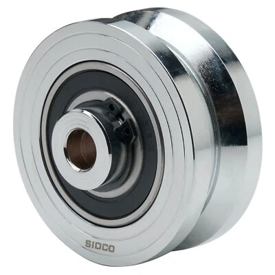 SIDCO SUPPLY 3" Inch V-Groove Wheel Solid Steel Sliding Gate Wheel Heavy Duty Track (Chrome)