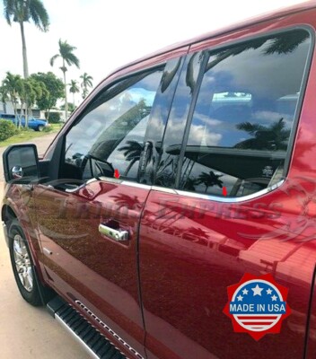 fit:2015-2020 Ford F-150 Extended Cab Window Sill Trim Stainless Steel Flat 4Pc