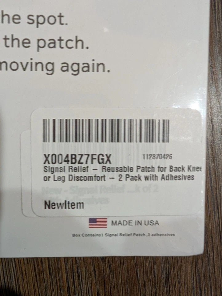 Signal Relief Technology Pain Relief Patch 2 Patches 6 Adhesives NEW - Image 3 of 4