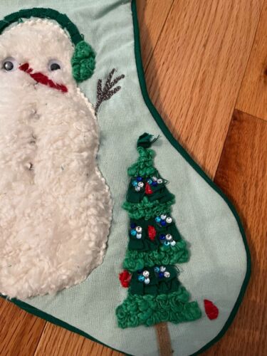 Medias de Navidad, verde con muñeco de nieve, árboles decorados, 19 x 7 pulgadas, nuevo - Imagen 2 de 8