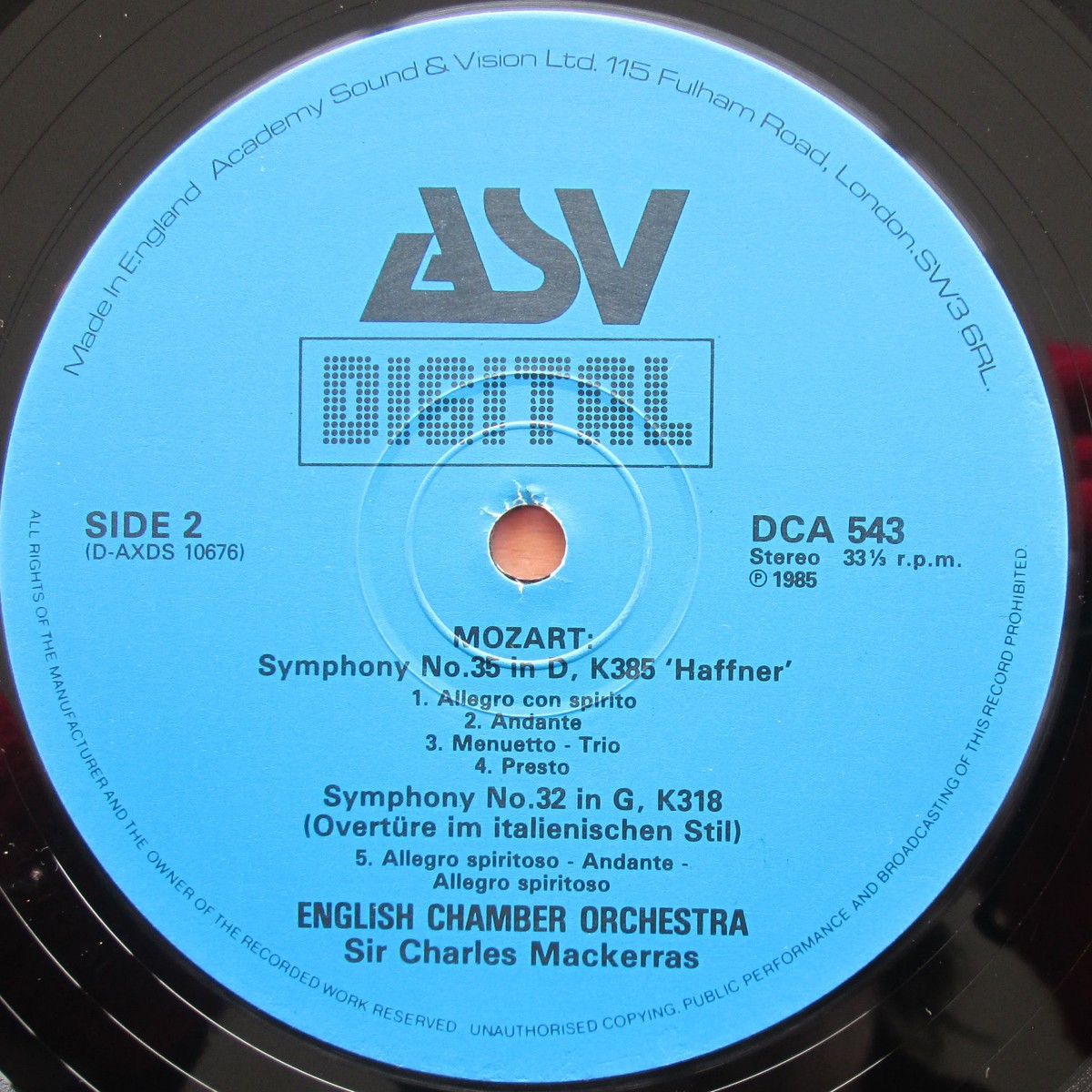 ASV DCA 543 Mozart Symphony 32 35 39 Sir Charles Mackerras 1985